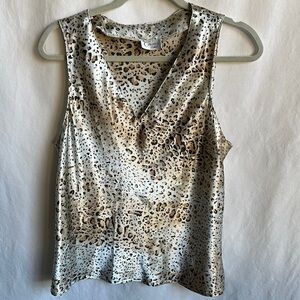 Cinema Eloile cream/tan/brown cheetah print tank top, size L
